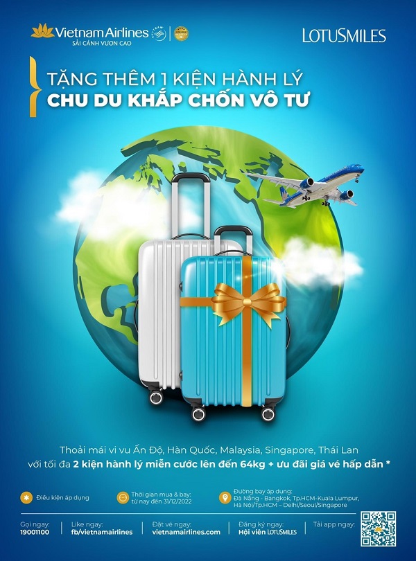 Tha hồ mua sắm với ưu đãi tặng thêm 1 kiện hành lý từ Vietnam Airlines